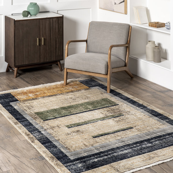 Orren Ellis Farah Faded Abstract Fringe Area Rug Wayfair